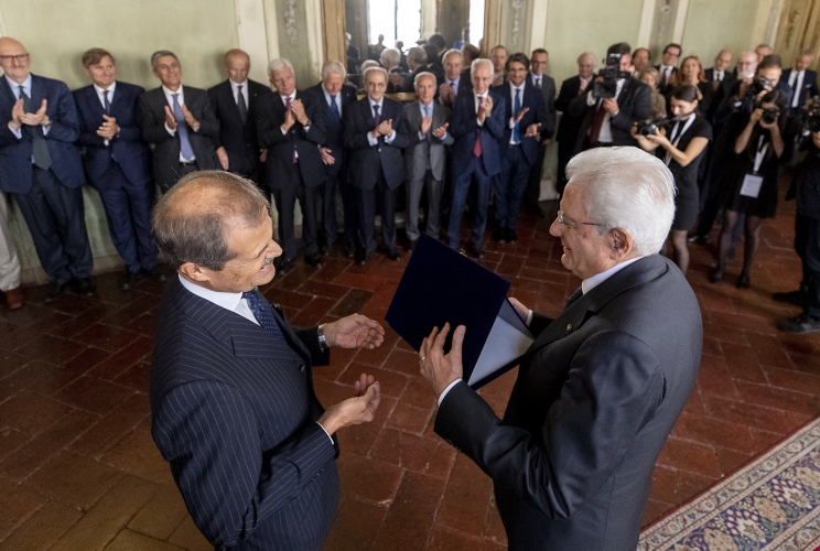 Il Presidente della Repubblica Sergio Mattarella con il Presidente dell'ISPI Giampiero Massolo in occasione del Forum ISPI 2019 "Il Futuro del Multilateralismo"