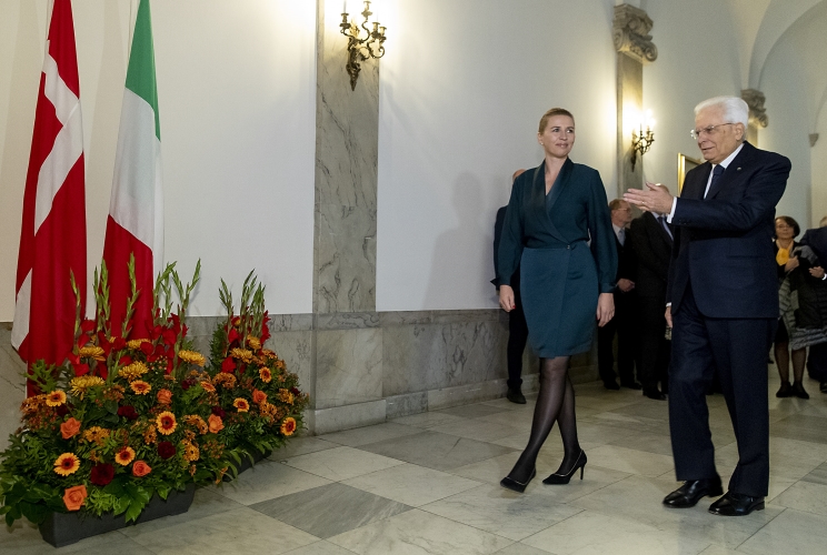 Il Presidente della Repubblica Sergio Mattarella con la Signora Mette Frederiksen, Primo Ministro del Regno di Danimarca
