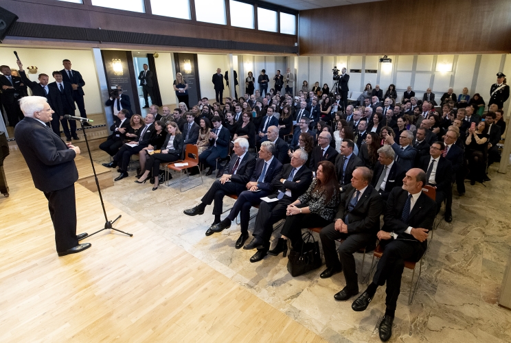 Il Presidente Sergio Mattarella all'Istituto Italiano di Cultura di Copenaghen in occasione dell'incontro con una rappresentanza della collettività italiana