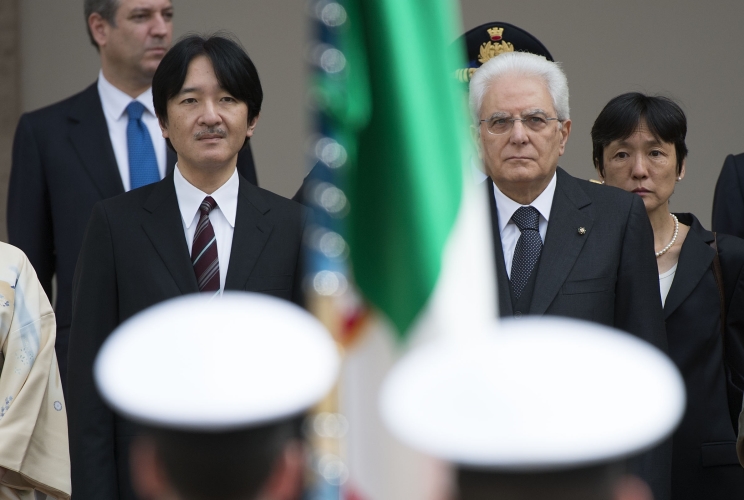 Il Presidente della Repubblica Italiana Sergio Mattarella e S.A.I. il Principe Akishino 
