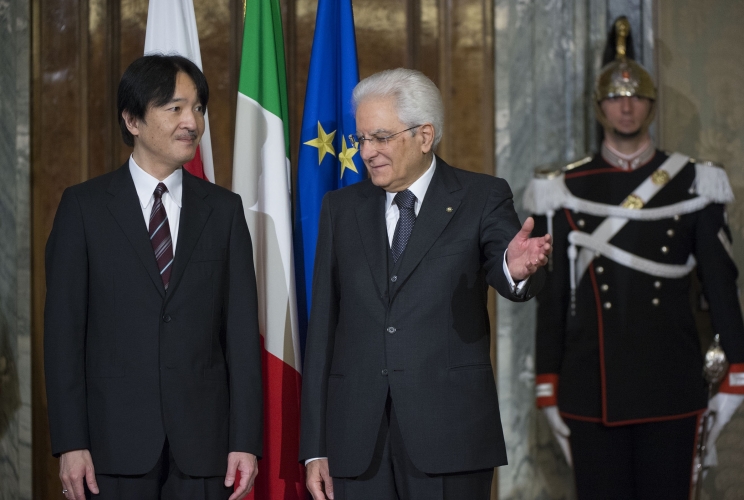 Il Presidente della Repubblica Italiana Sergio Mattarella e S.A.I. il Principe Akishino