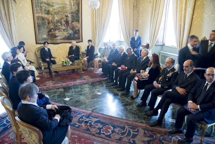 Il Presidente della Repubblica Italiana Sergio Mattarella e S.A.I. il Principe Akishino 