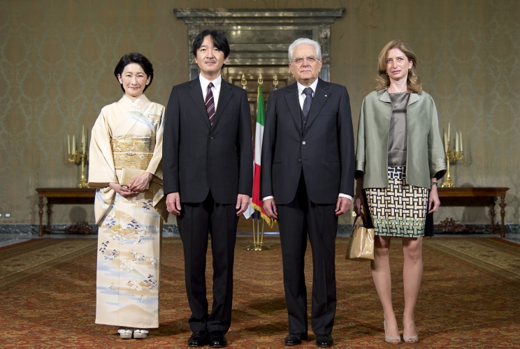 Il Presidente della Repubblica Italiana Sergio Mattarella, la signora Laura 