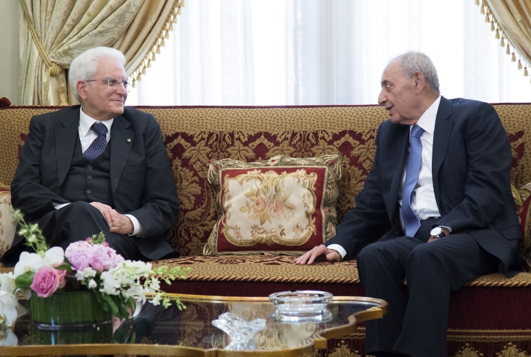 Il Presidente Sergio Mattarella a colloquio con il Presidente del Parlamento Libanese, Nabih Berri