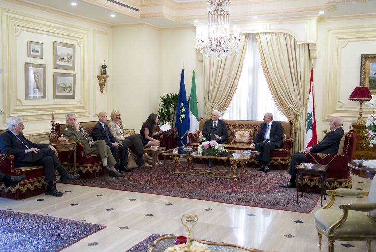 Il Presidente Sergio Mattarella a colloquio con il Presidente del Parlamento Libanese, Nabih Berri