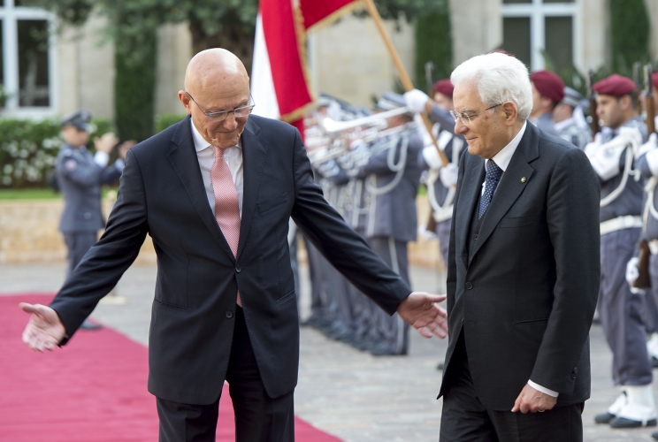 Il Presidente della Repubblica Sergio Mattarella con il Primo Ministro Libanese, Tamman Salam 