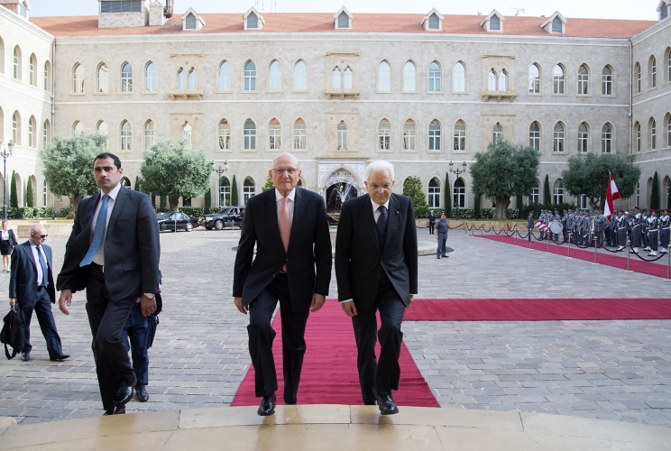 Il Presidente della Repubblica Sergio Mattarella con il Primo Ministro Libanese, Tamman Salam 