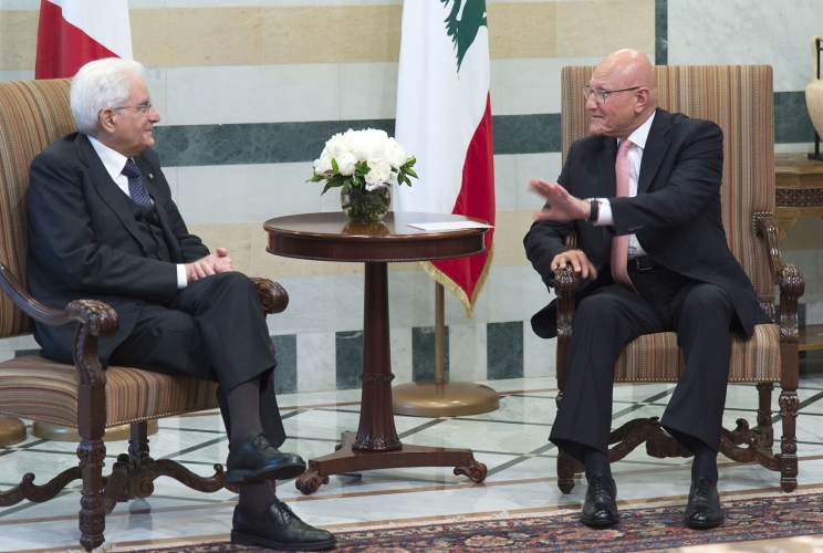 Il Presidente della Repubblica Sergio Mattarella con il Primo Ministro Libanese, Tamman Salam 