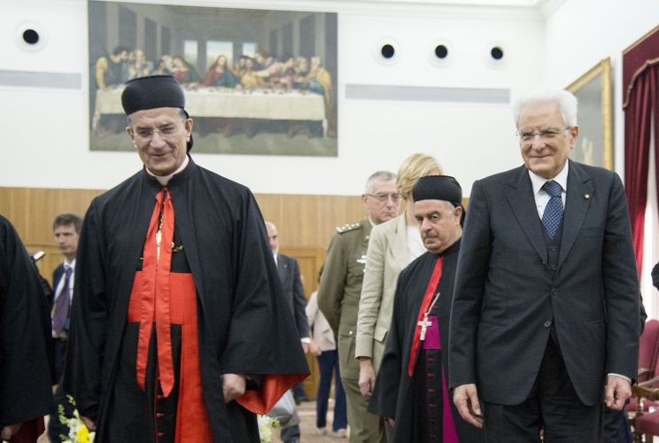 Il Presidente Sergio Mattarella con il Patriarca Maronita, Béchara Boutros Rai