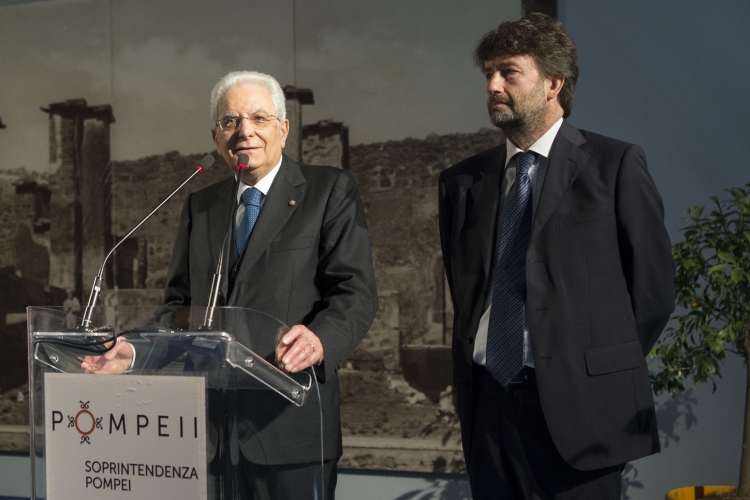 Il Presidente Sergio Mattarella con il Ministro dei beni e delle attività culturali Dario Franceschini