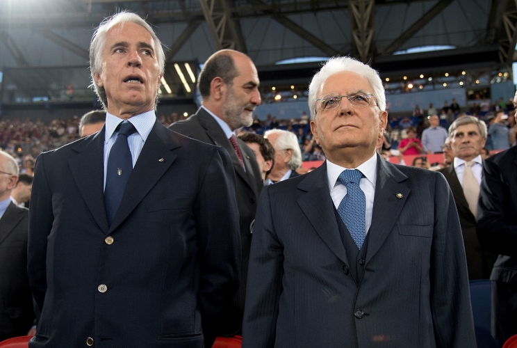 Il Presidente Sergio Mattarella con il Presidente del Coni, Giovanni Malagò,