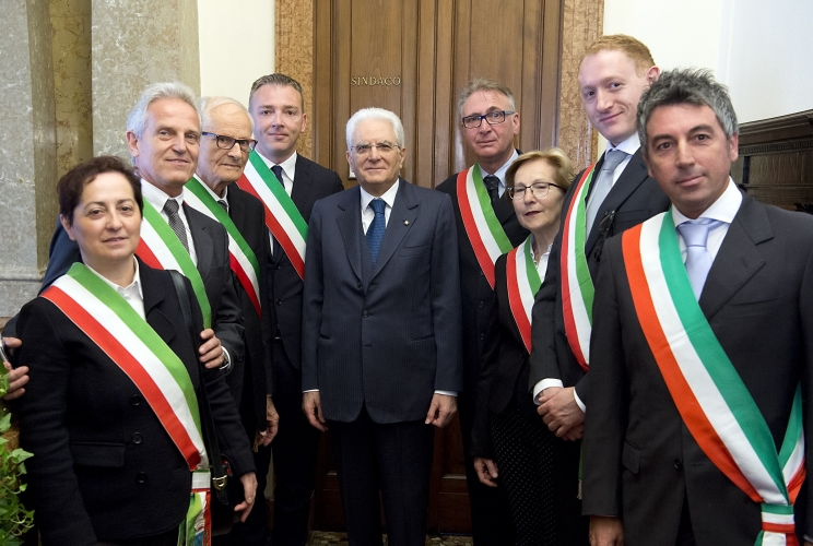 Il Presidente Sergio Mattarella con i Sindaci dei Comuni dell'Altopiano di Asiago