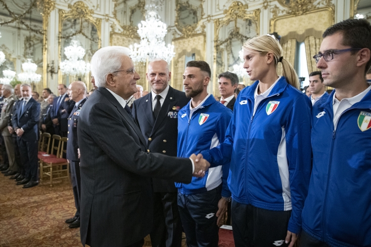 Il Presidente della repubblica incontra una rappresentanza della delegazione italiana di atleti partecipanti alla settima edizione dei Giochi Mondiali Militari del Consiglio Internazionale dello Sport Militare
