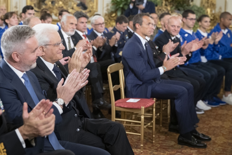 Il Presidente della repubblica incontra una rappresentanza della delegazione italiana di atleti partecipanti alla settima edizione dei Giochi Mondiali Militari del Consiglio Internazionale dello Sport Militare
