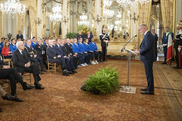 Il Presidente della repubblica incontra una rappresentanza della delegazione italiana di atleti partecipanti alla settima edizione dei Giochi Mondiali Militari del Consiglio Internazionale dello Sport Militare
