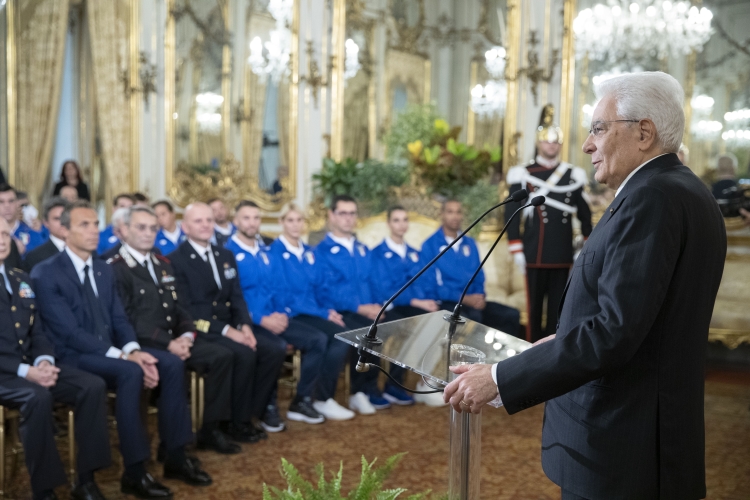 Il Presidente della Repubblica incontra una rappresentanza della delegazione italiana di atleti partecipanti alla settima edizione dei Giochi Mondiali Militari del Consiglio Internazionale dello Sport Militare
