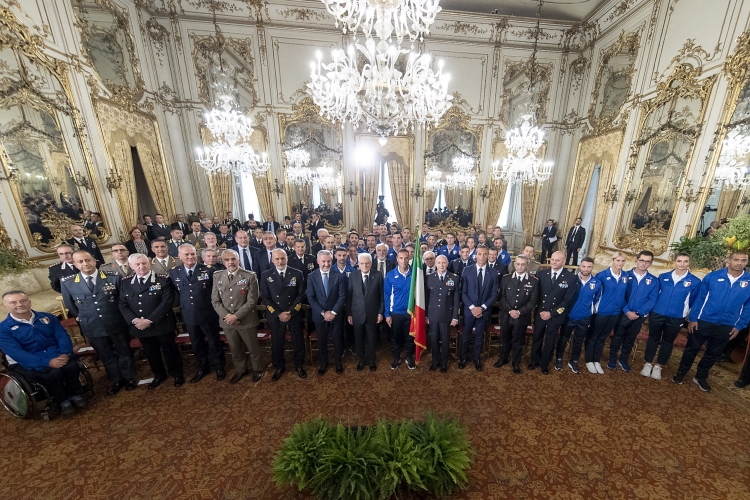 Il Presidente della Repubblica incontra una rappresentanza della delegazione italiana di atleti partecipanti alla settima edizione dei Giochi Mondiali Militari del Consiglio Internazionale dello Sport Militare
