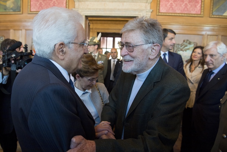 Il Presidente Sergio Mattarella con il regista Olmi