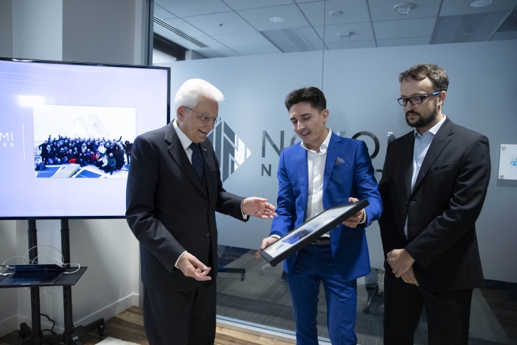 Il Presidente della Repubblica Sergio Mattarella e la Sig.ra Laura nella sede della start-up Nozomi Networks, in occasione della Visita Ufficiale negli Stati Uniti d'America   
