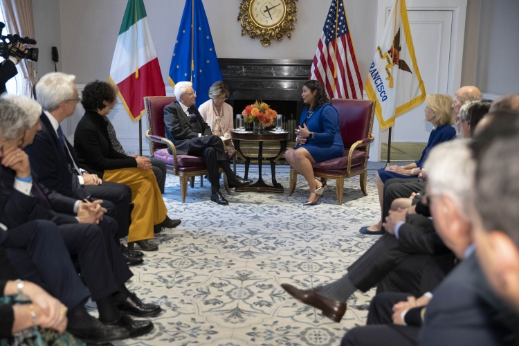 Il Presidente Sergio Mattarella,con Paola Pisano Ministro dell'innovazione Tecnologica incontra il Sindaco di San Francisco, Signora London Breed,in occasione della Visita Ufficiale negli Stati Uniti d'America  
