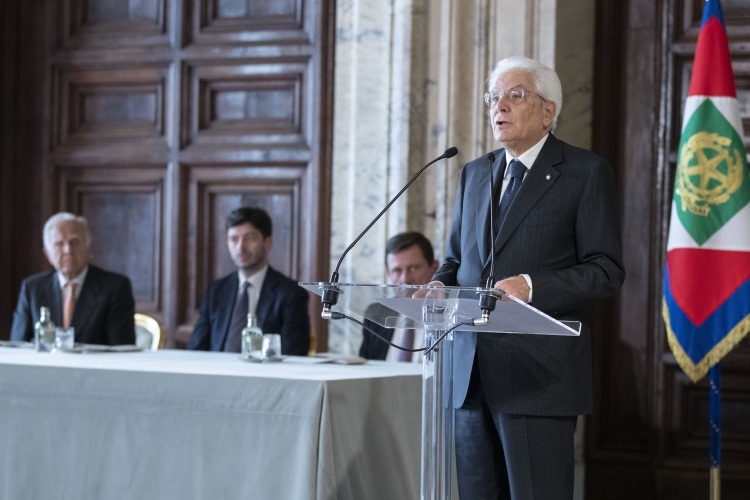 Il Presidente della Repubblica Sergio Mattarella durante il suo intervento alla cerimonia di celebrazione de “I Giorni della Ricerca”
