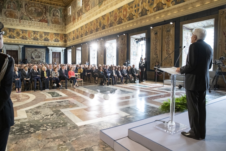 Il Presidente della Repubblica Sergio Mattarella durante il suo intervento alla cerimonia di celebrazione de “I Giorni della Ricerca”
