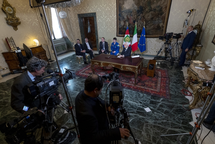 Il Presidente Sergio Mattarella in occasione del collegamento con l’astronauta Luca Parmitano dalla Stazione Spaziale Internazionale