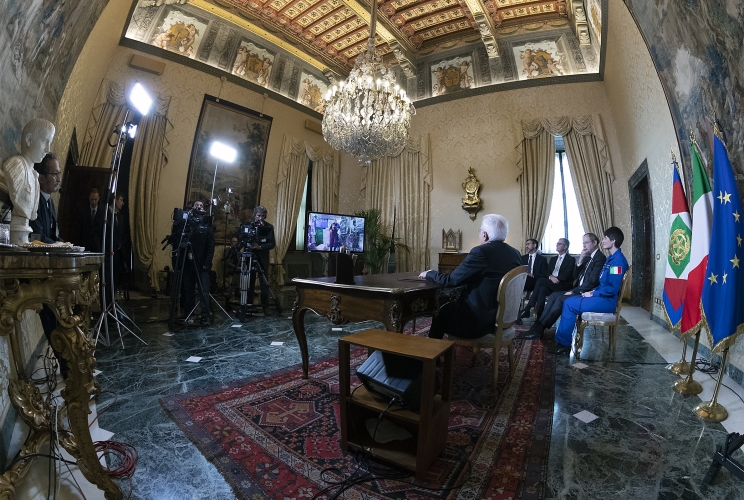 Il Presidente Sergio Mattarella in occasione del collegamento con l’astronauta Luca Parmitano dalla Stazione Spaziale Internazionale 