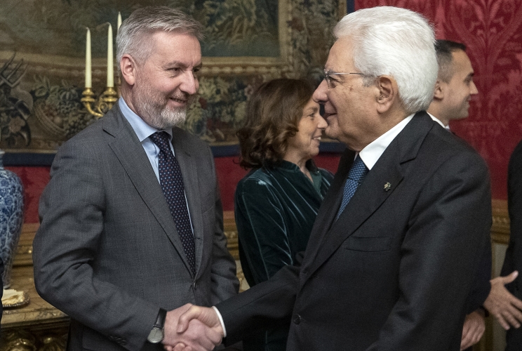 Il Presidente Sergio Mattarella con Lorenzo Guerini, Ministro della Difesa, in occasione della riunione del Consiglio Supremo di Difesa
