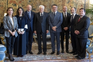 Il Presidente Sergio Mattarella con il Presidente di Confindustria, Vincenzo Boccia con una delegazione di Piccola Industria Confindustria, guidata dal Presidente Carlo Robiglio, in occasione della decima edizione della Giornata Nazionale delle Piccole e Medie Imprese