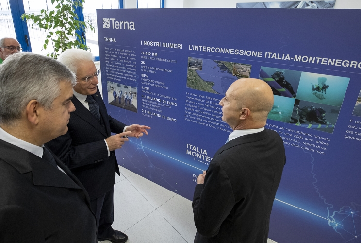 Il Presidente Sergio Mattarella in occasione della cerimonia di inaugurazione dell'interconnessione Italia - Montenegro