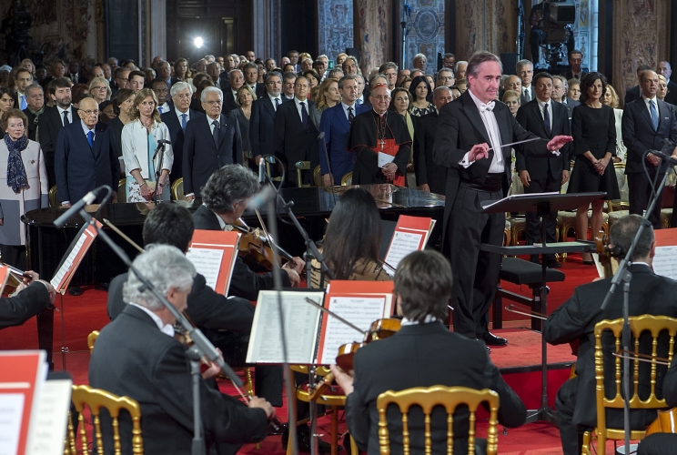 Il Presidente della Repubblica Sergio Mattarella in occasione del concerto per il 70° anniversario della Repubblica Italiana