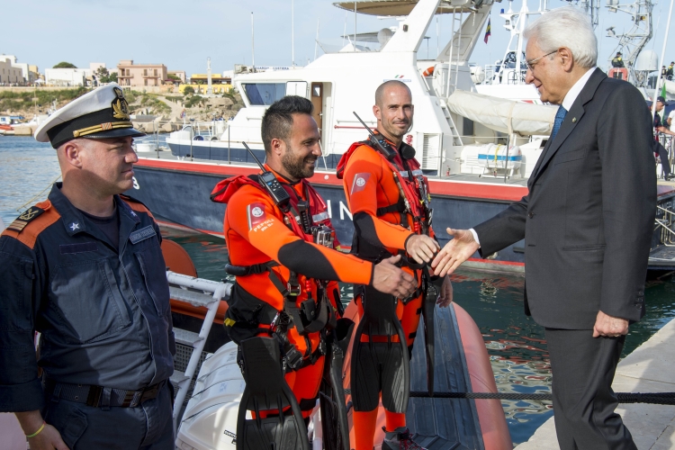 Il Presidente Sergio Mattarella  in occasione della visita a Lampedusa