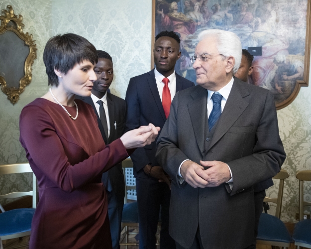 Il Presidente Sergio Mattarella nel corso dell'incontro con una delegazione di UNICEF Italia 