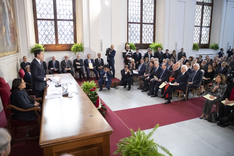 Il Presidente della Repubblica Sergio Mattarella duante la cerimonia di insediamento del nuovo Avvocato Generale dello Stato.
