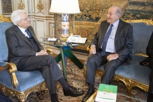 Il Presidente della Repubblica Sergio Mattarella riceve Giuseppe DE RITA,Presidente Fondazione CENSIS,Centro Studi Investimenti Sociali. 
