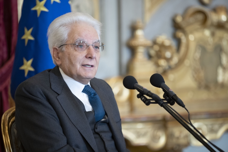 Il Presidente Sergio Mattarella in occasione dell'incontro con gli studenti di alcune scuole secondarie di secondo grado.