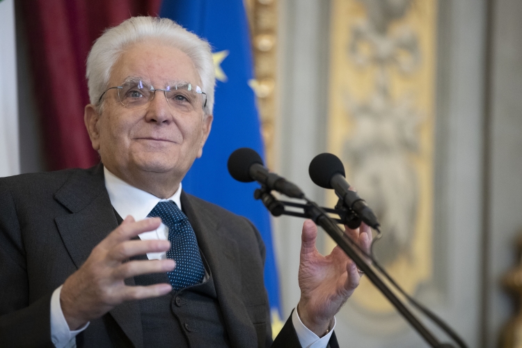 Il Presidente Sergio Mattarella in occasione dell'incontro con gli studenti di alcune scuole secondarie di secondo grado.
