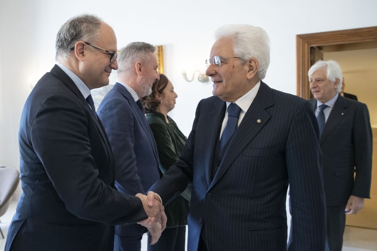 Il Presidente Sergio Mattarella con il Ministro dell'Economia e delle Finanze Roberto Gualtieri e con il Ministro della Difesa Lorenzo Guerini,in occasione dell'incontro per il prossimo Consiglio Europeo
