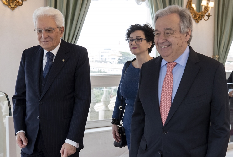 Il Presidente Sergio Mattarella con il Segretario Generale delle Nazioni Unite, António Manuel De Oliveira Guterres