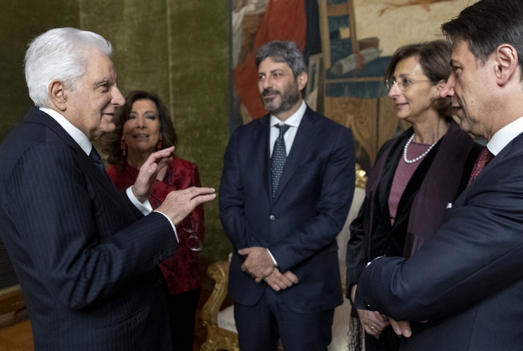 Il Presidente Sergio Mattarella in occasione della cerimonia per lo scambio degli auguri di fine anno con i rappresentanti delle istituzioni, delle forze politiche e della società civile