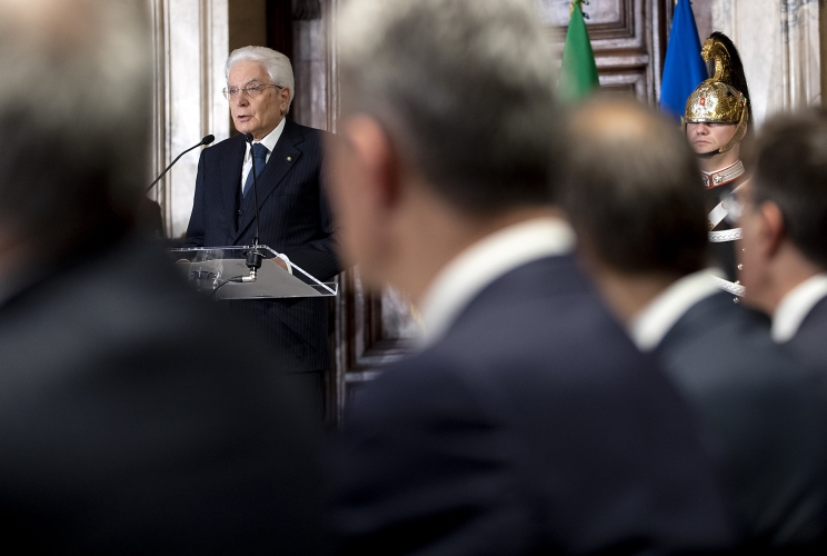Il Presidente Sergio Mattarella in occasione della cerimonia per lo scambio degli auguri di fine anno con i rappresentanti delle istituzioni, delle forze politiche e della società civile