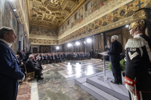 Il Presidente Sergio Mattarella in occasione della cerimonia per lo scambio degli auguri di fine anno con i rappresentanti delle istituzioni, delle forze politiche e della società civile