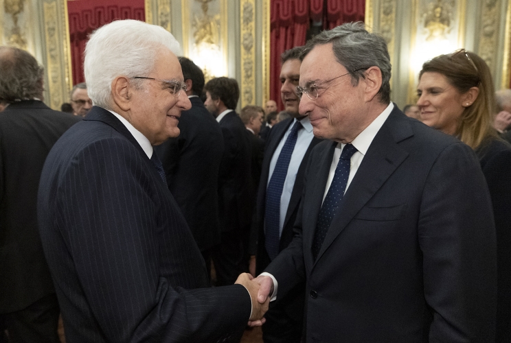 Il Presidente Sergio Mattarella in occasione della cerimonia per lo scambio degli auguri di fine anno con i rappresentanti delle istituzioni, delle forze politiche e della società civile