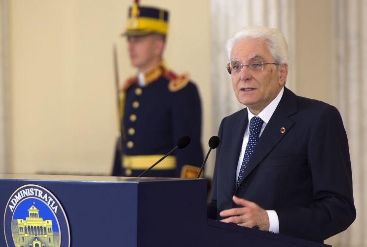 Il Presidente Sergio Mattarella  nel corso delle dichiarazioni alla stampa 