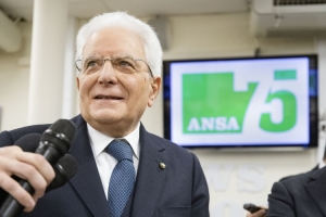 Il Presidente Sergio Mattarella visita la sede dell’Agenzia di Stampa ANSA