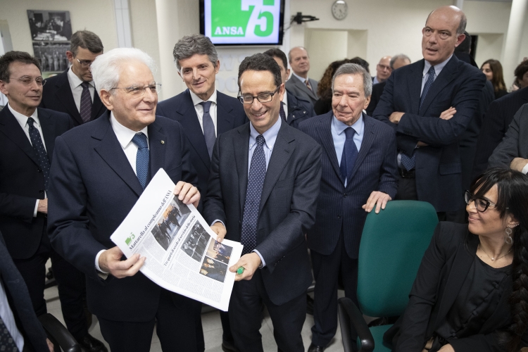 Il Presidente Sergio Mattarella visita la sede dell’Agenzia di Stampa ANSA