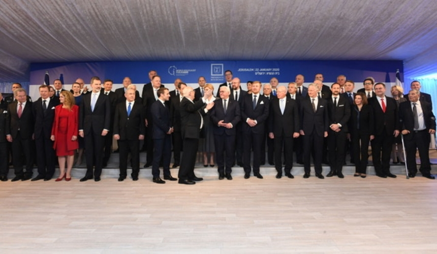 La foto di gruppo in occasione del Pranzo offerto dal Presidente dello Stato di Israele in occasione del 75 anniversario della liberazione di Auschwitz -Birkenau 
