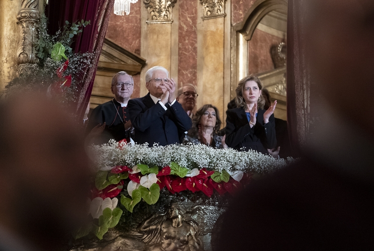 Il Presidente della Repubblica Sergio Mattarella  al teatro dell’Opera in occasione del concerto per il 150° anniversario di Roma Capitale