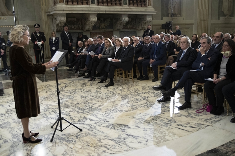 Il Presidente Sergio Mattarella in occasione del concerto celebrativo del "Giorno del Ricordo"
alla Cappella Paolina del Quirinale